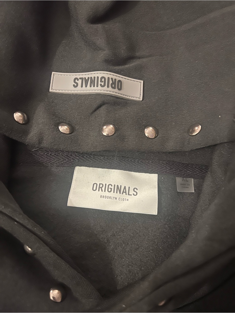 Brooklyn Cloth Black Stud-Trim Crewneck Men’s Hoodie - Picture 2 of 4